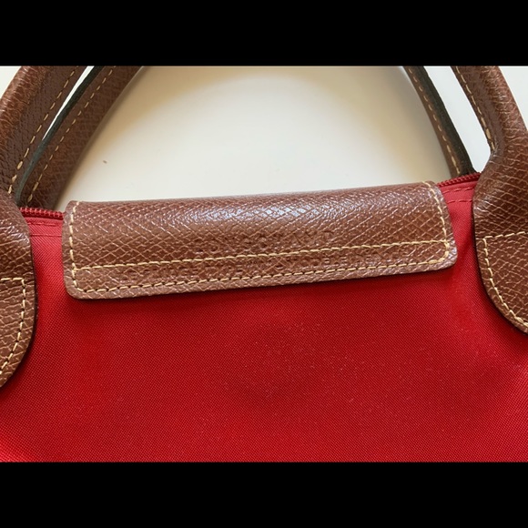 Auth Longchamp Le Pliage red top handle tote bag M - Picture 9 of 13